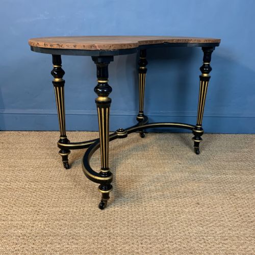 An Aesthetic Movement Ebonised and Parcel Gilt Kidney Shaped Dressing Table Circa 1880