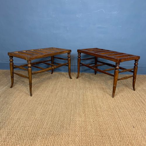 A Large Pair of Victorian Aesthetic Movement Beech Luggage Racks Circa 1890 
