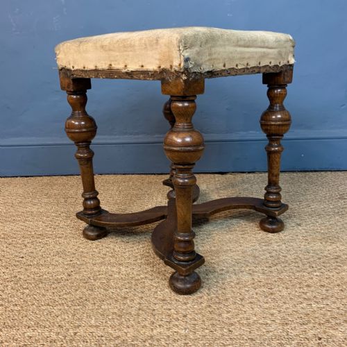 A William and Mary Style Walnut X-frame Stool Circa 1900.