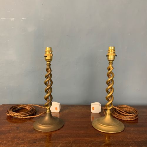 A Pair of Edwardian Brass Twist Lamps Circa 1910