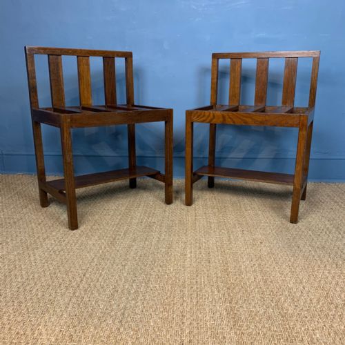 A Pair of Edwardian Oak Luggage Racks C 1910