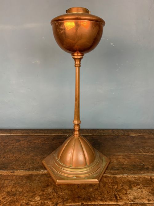 A W.a.s Benson Anodised Brass and Copper Hexagonal Table Lamp Circa 1899
