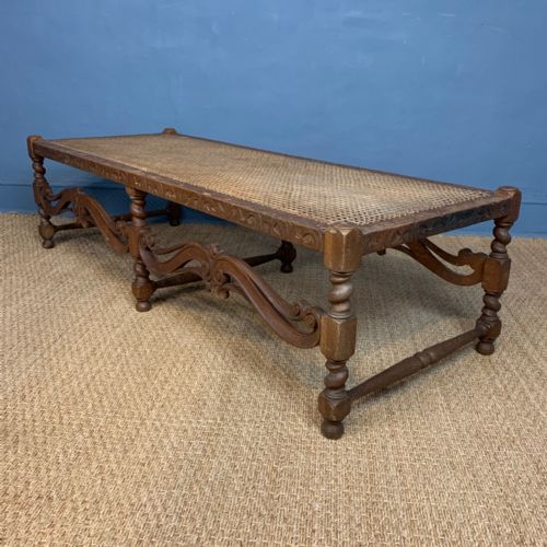 A Large Arts and Crafts Oak and Cane Stool C 1910
