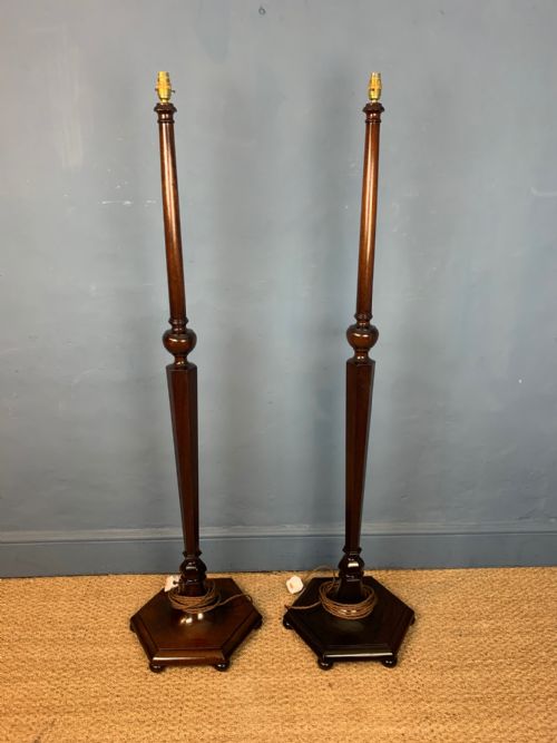A Pair of Heals Style Mahogany Standard Lamps Circa 1920