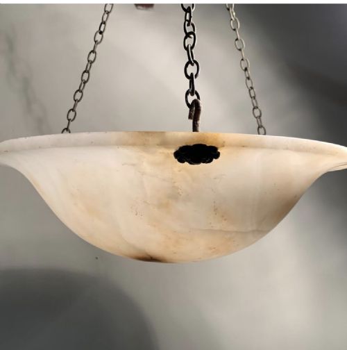 A Late Victorian Alabaster Dish Light Circa 1890