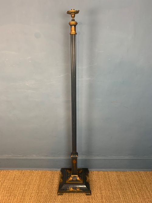 A Rare Edwardian Blue Chinoiserie Fluted Column Standard Lamp Circa 1910