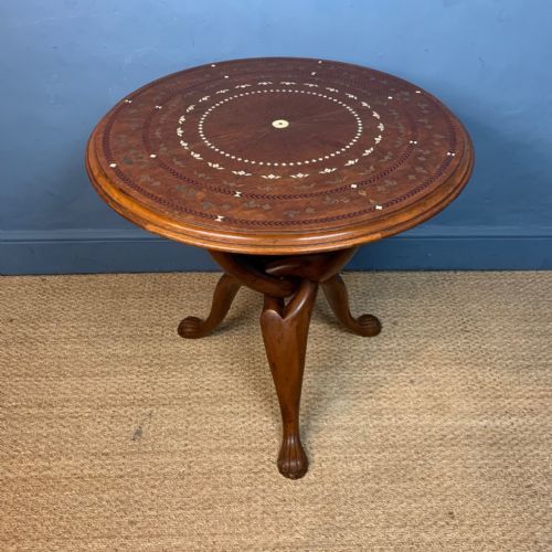 A Large and Rare Hoshiarpur Teak Inlaid Table Circa 1910