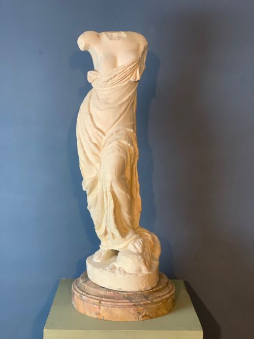 A Large Late 19th C Italian Plaster Sculpture of Aphrodite C 1890 on Marble Socle