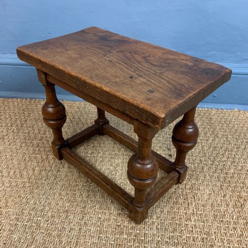A Late 19th C Oak Stool C 1890 in William and Mary Style