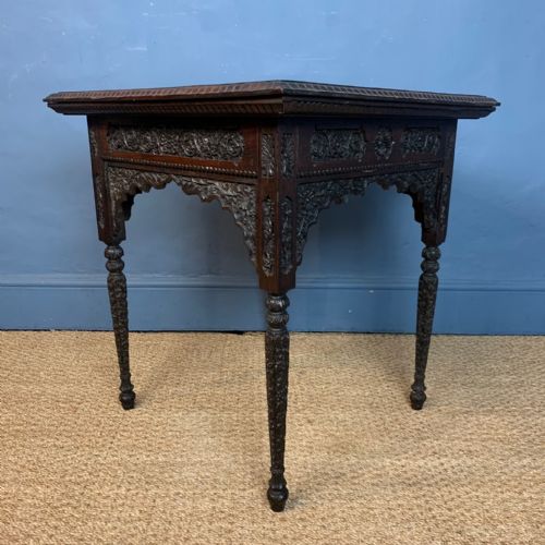 A Bombay Presidency Carved Teak Lamp Table Circa 1880