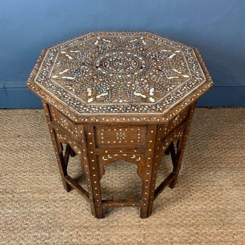 A Hoshiarpur Bone Inlaid Shisham Wood Octagonal Table Northern India Circa 1890