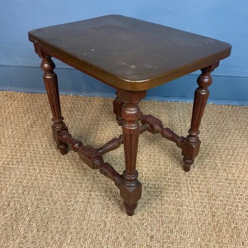 A Late Victorian Oak and Brass Top Drinks Table Circa 1900