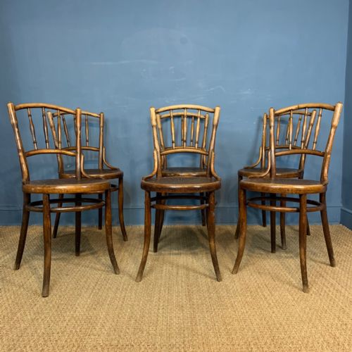 A Set of 6 Austrian Bentwood Cafe Chairs Circa 1900 by Kohn of Vienna