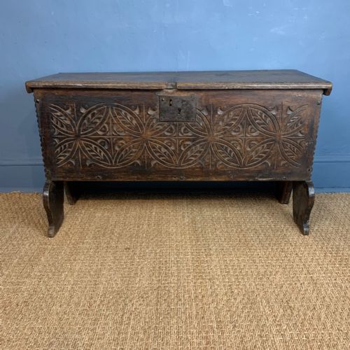 A Mid 17th C West Country Six Plank Coffer Circa 1650
