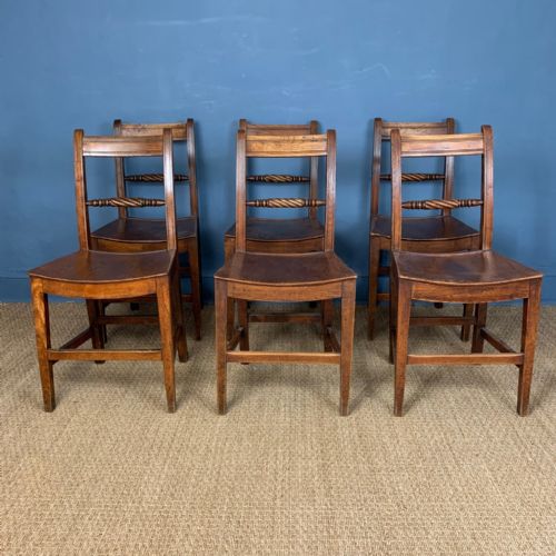 A Set of Six Regency Elm Provincial Dining Chairs Circa 1820