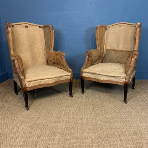 A Pair of Large Edwardian Wing Armchairs C 1910