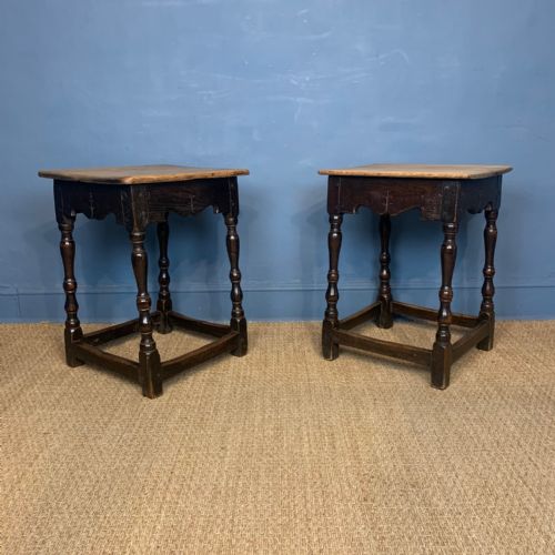 An Unusual Pair of 19th-century Oak Occasional Tables in Charles 11 Style