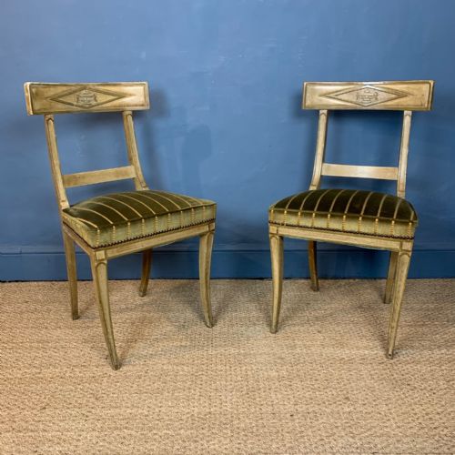 A Pair of French Directoire Painted Side Chairs Circa 1800