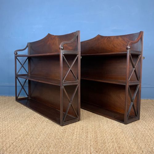 A Rare Pair of George 111 Mahogany Hanging Wall Shelves Circa 1790