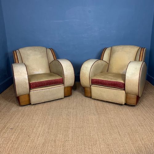 A Stylish Pair of Art Deco Tank Chairs Circa 1935