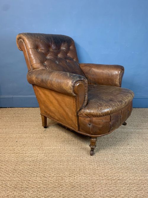 A Good Late Victorian Leather Library Chair Circa 1890