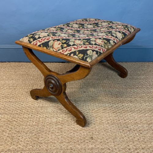 An Early Victorian Mahogany X-frame Stool Circa 1850