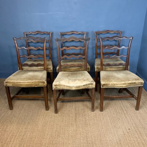 A Set of 6 George 111 Mahogany Ladder Back Dining Chairs  Circa 1770