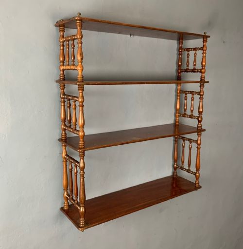 A Set of Early 19th Century Mahogany Bobbin Turned Four Tier Wall Shelves Circa 1830