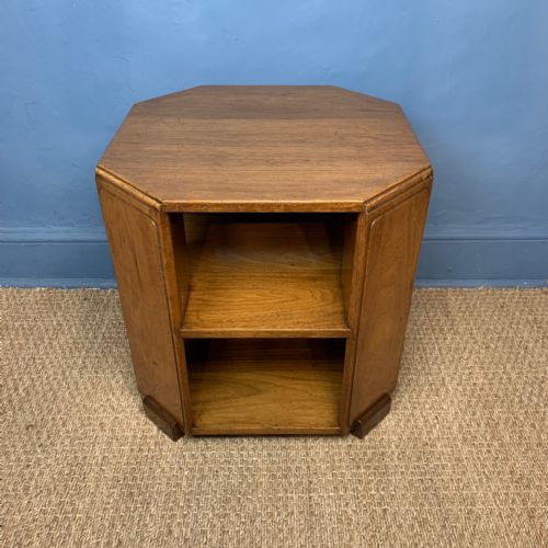 A Heals Walnut Octagonal Book Table Circa 1930 in Art Deco Style .