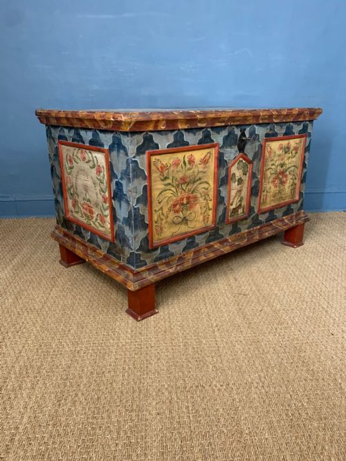A 19th C Tyrolean Painted Marriage Coffer Dated 1891