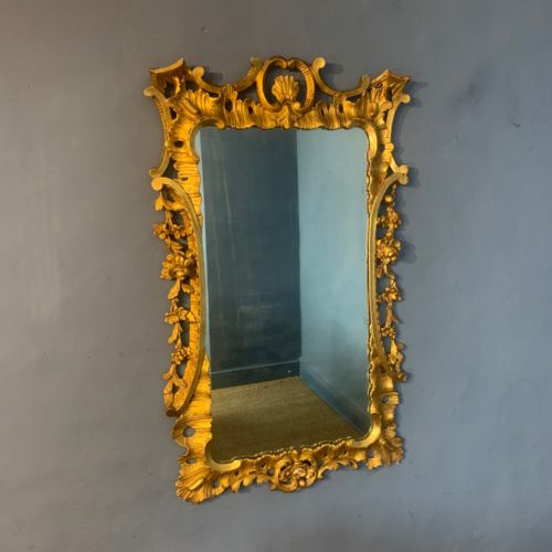 A Large Late 19th C Chippendale Rococo Design Gilt Wall Mirror Circa 1890