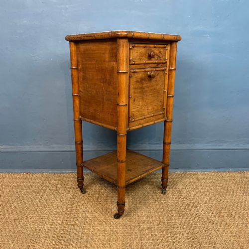 A Late 19th C French Faux Bamboo Maple Bedside Table Circa 1880