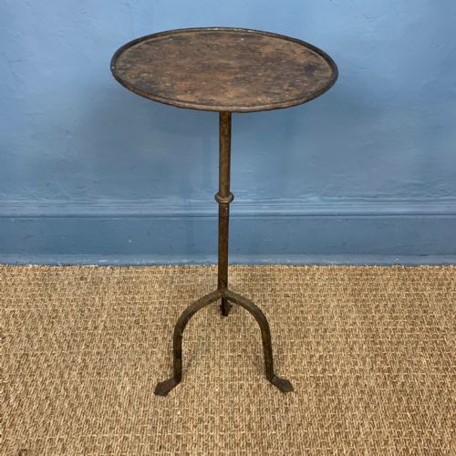 A Late 19th C Iberian Wrought Iron and Gilt Tripod Table.