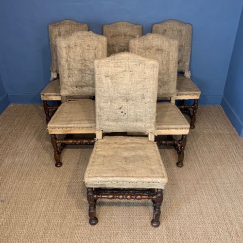 A Set of 6 William and Mary Walnut Dining Chairs Circa 1700