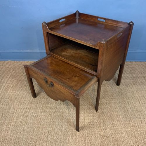 A Large George III Mahogany Tray Top Bedside Table Circa 1780