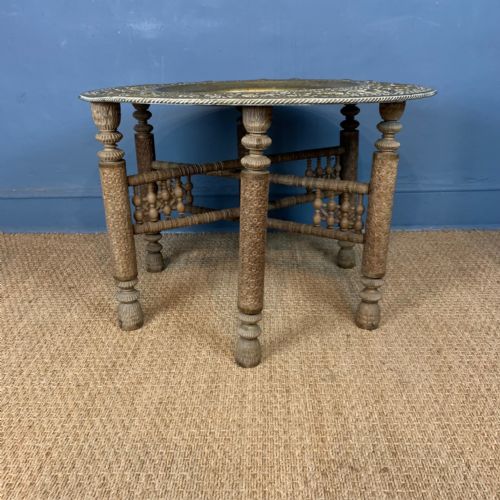 A LATE 19TH CENTURY ANGLOINDIAN BRASS TOP TABLE - ADDITIONAL PHOTO 1