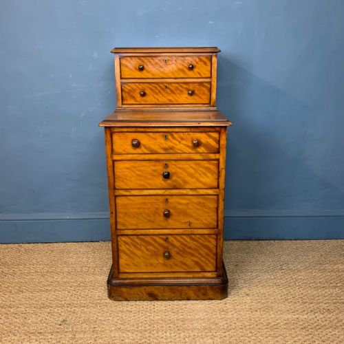 An Unusual Victorian Satin Birch Pedestal Cabinet Circa 1870