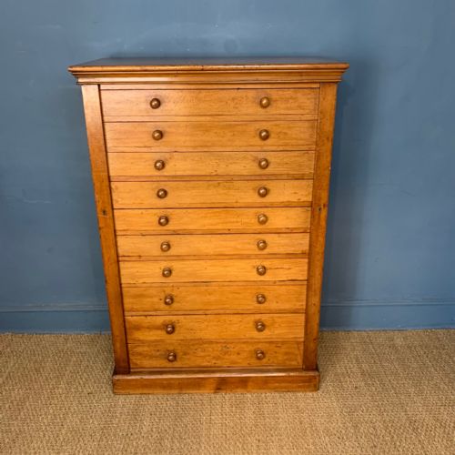 A Victorian Ash 10 Drawer Wellington Chest Circa 1870