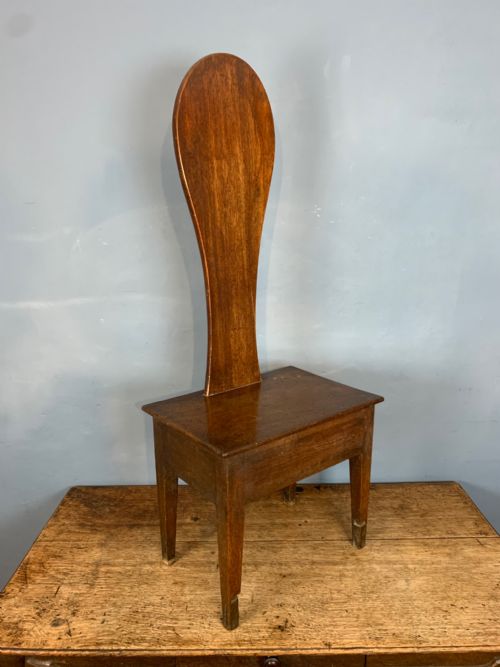 A Really Unusual George III Mahogany Hall Chair with Shaped Teardrop Back
