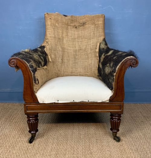 A Large George IV Mahogany and Brass Mounted Library Bergere Chair Circa 1825