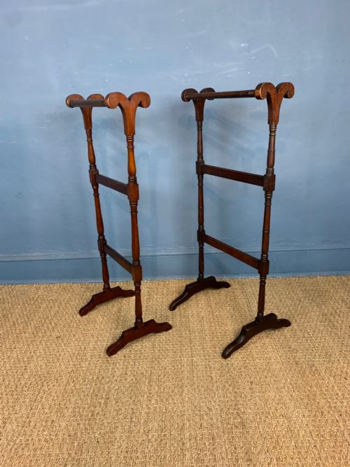 A Matched Pair of Victorian Mahogany Towel Rails Circa 1900