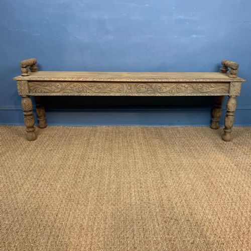 A Late Victorian Bleached Oak Window or Hall Bench Circa 1900