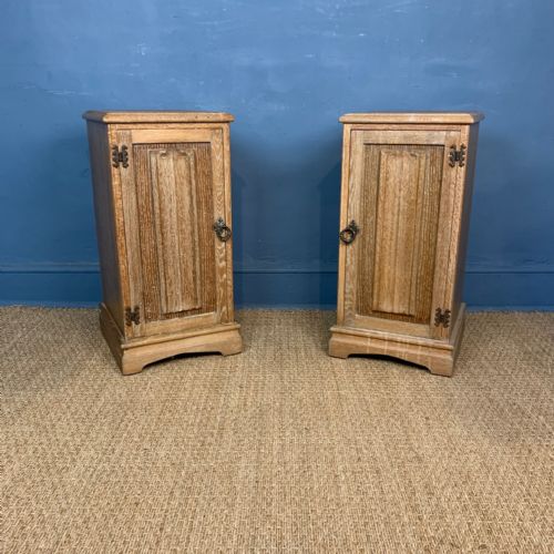 A Pair of 1930'S Limed Oak Bedside Tables by the Bath Cabinet Makers