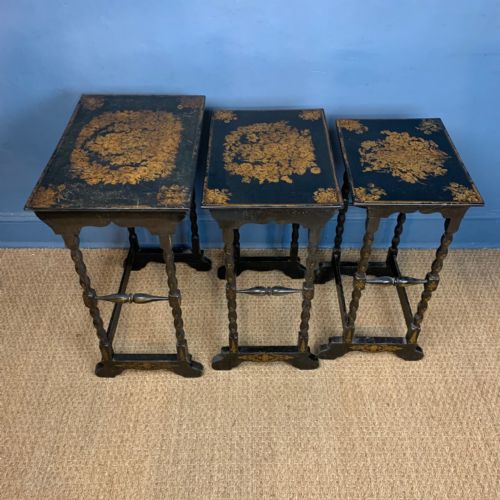 A Nest of 3 Mid 19th Century Ebonised Tables