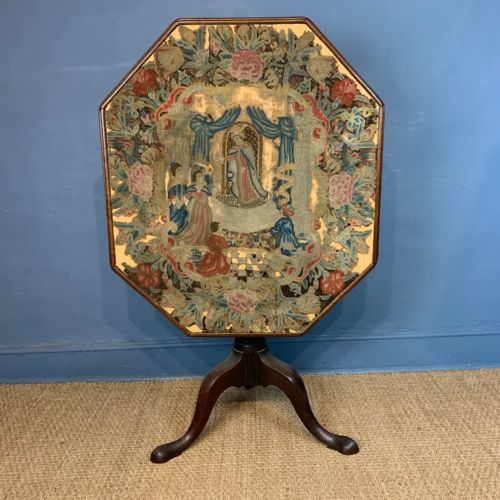 A GEORGE II MAHOGANY TRIPOD TABLE DATED 1755