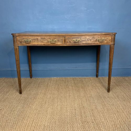 A Late 19th C Faded Fiddleback Mahogany and Inlaid Writing Table Circa 1900