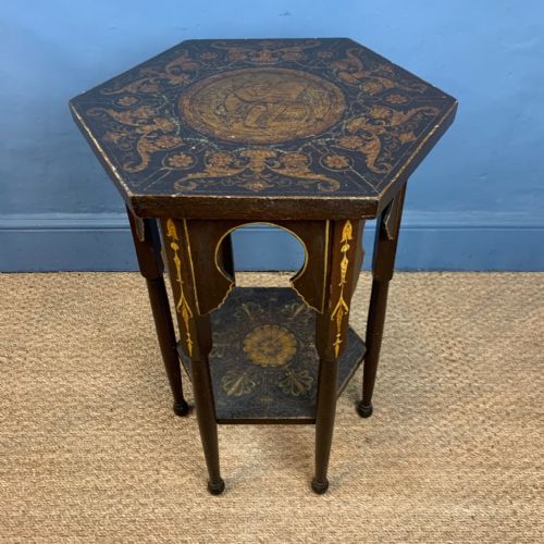 A Rare Moorish Painted Hexagonal 2 Tier Table Attributed to Morris and Co Circa 1890
