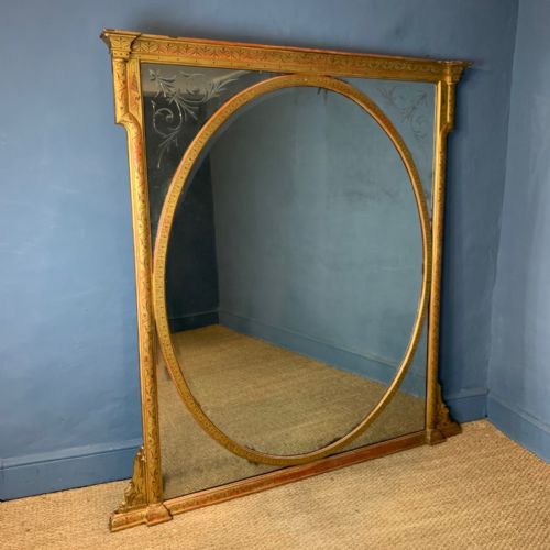 A Rare Aesthetic Movement Gilt Overmantel Mirror of Large Size Circa 1870