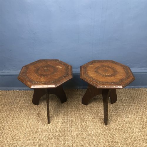 A Pair of Small Indian Folding Hexagonal Tables Circa 1920