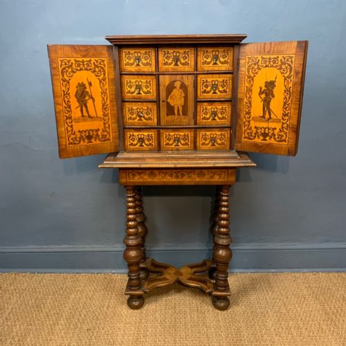 A 19th Century German Inlaid Marquetry Cabinet on Stand Circa 1880